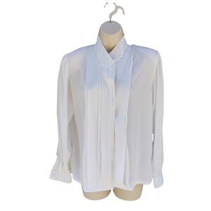 Kristen  Size 8 Elegant White Women's Blouse With Shoulder Pads